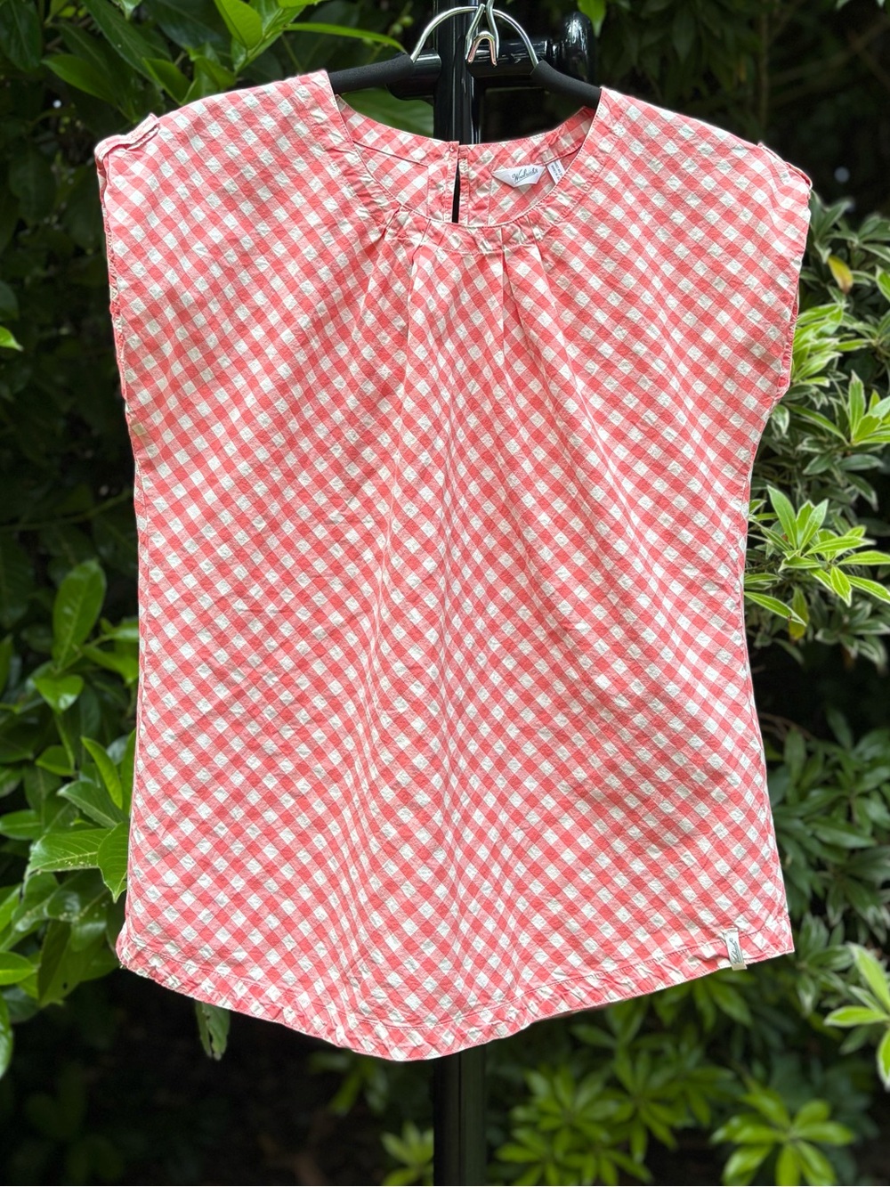 Woolrich Gingham Sleeveless Top | Coral and White Gingham